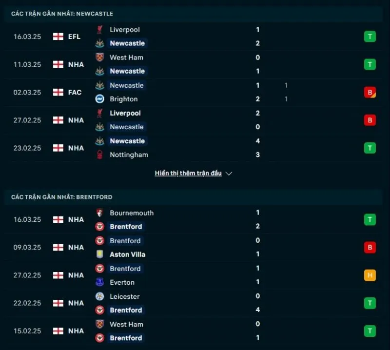 Tổng quan trước trận Newcastle United vs Brentford          